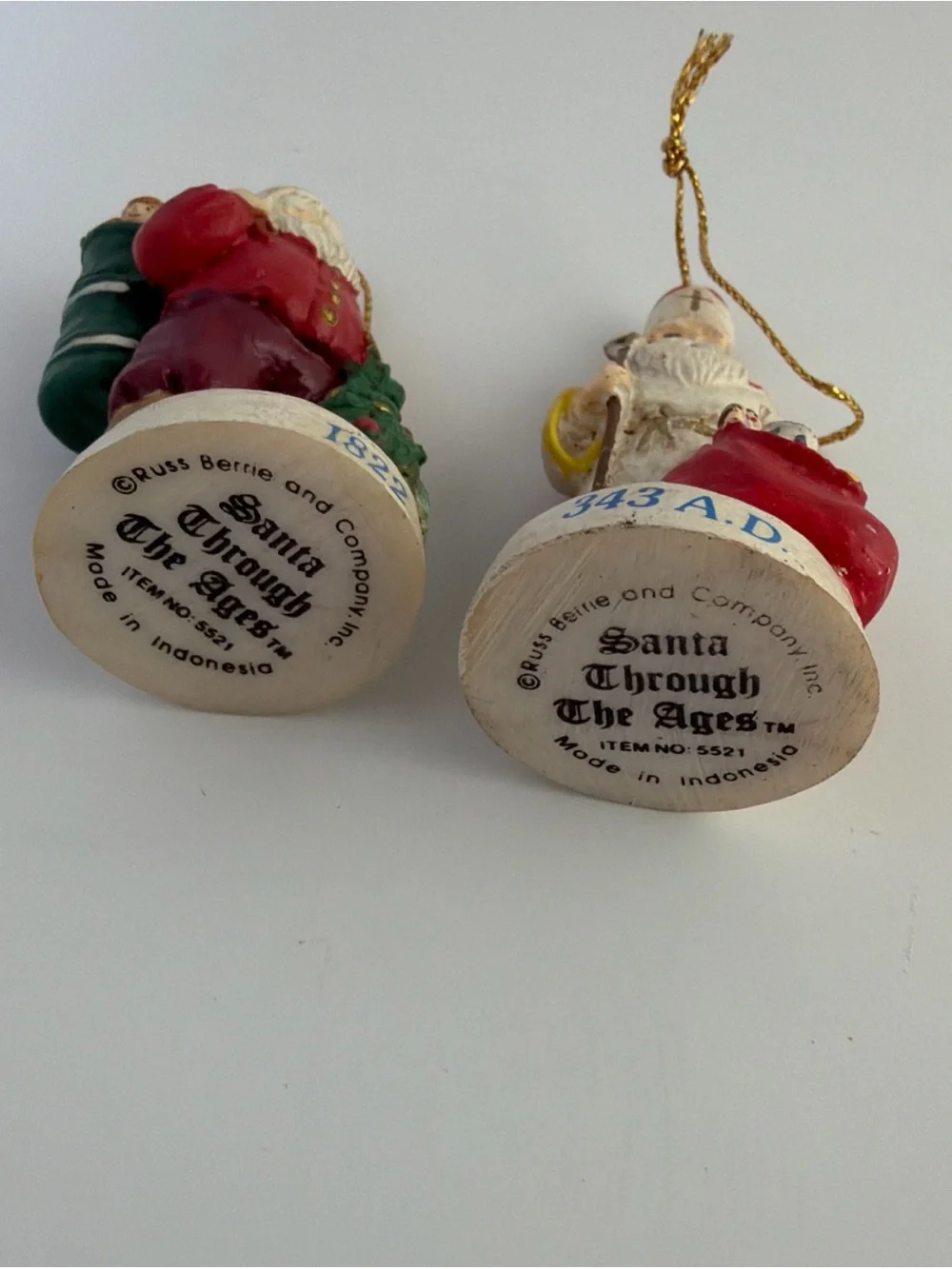 Santa Through the ages Ornaments Legend of St. Nicholas 343 AD & 1822